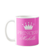 Caneca de princesa personalizada em rosa com nome 