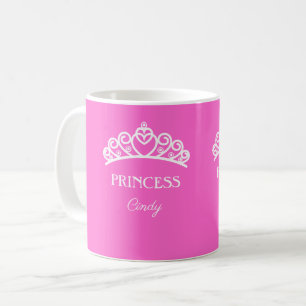 Café Caneca de princesa personalizada em rosa com nome