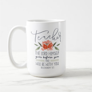 Café Caneca de professor com escritura.