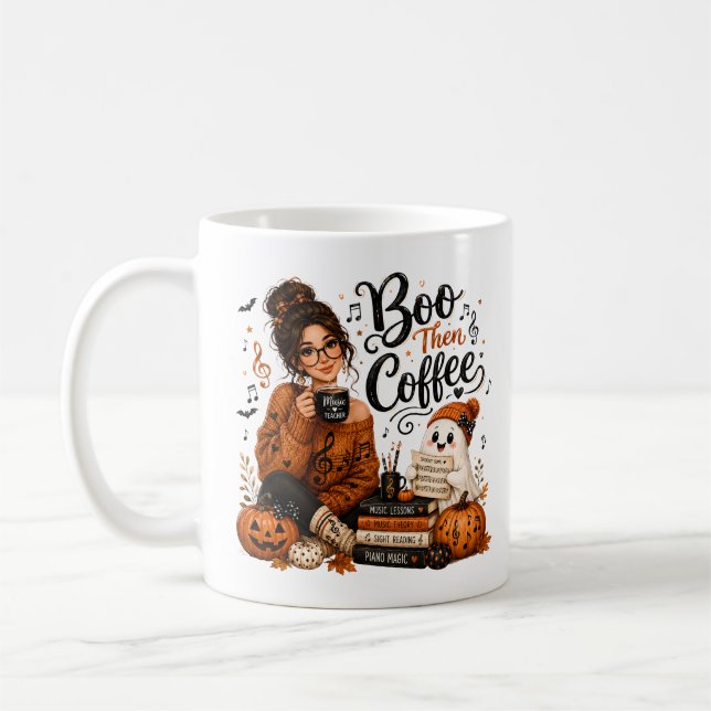 Café Caneca de Professor de Música de Halloween Cute Bo (Esquerda)