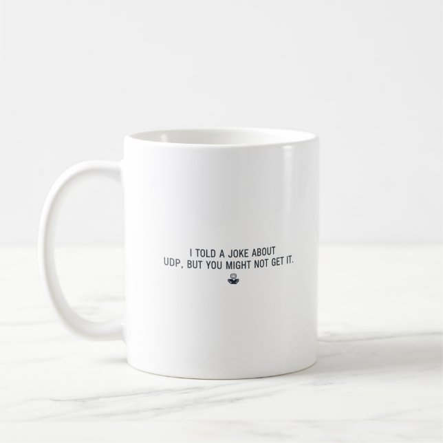 Café Caneca de Programador Engraçado - Piada de UDP par (Esquerda)
