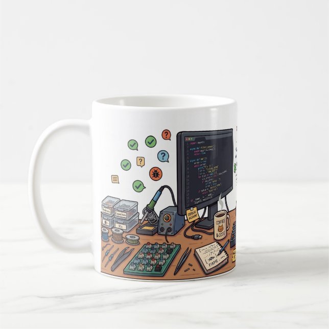 Café Caneca de Programador Gato Caçador de Bugs (Esquerda)