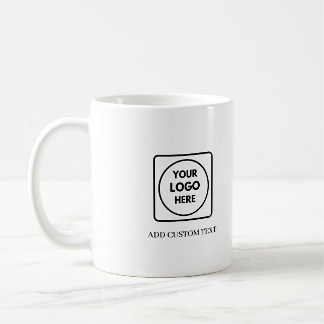 Café Caneca de promoção empresarial com texto e logotip (Esquerda)