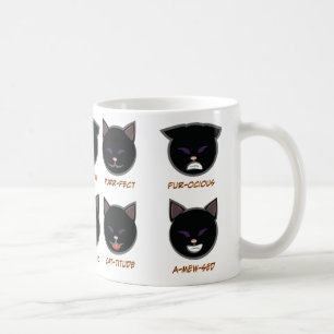 Café Caneca de Punny o Dia das Bruxas do gato preto