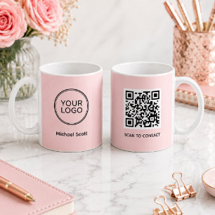 Café Caneca de QR Code com Logotipo de Empresa Personal