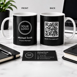 Café Caneca de QR Code com Logotipo Personalizado da Em