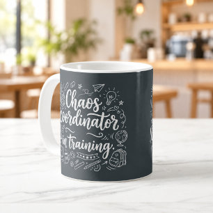 Café Caneca de Quadro Negro Coordenadora de Caos em Tre
