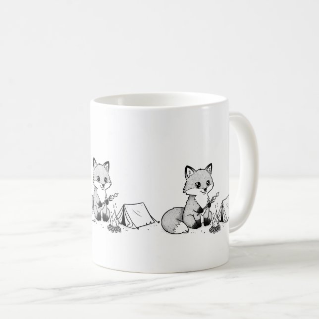 Café Caneca de Raposa de Fogueira Aconchegante (Frente Esquerda)