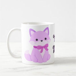 Café Caneca de Raposa Lavanda com Laço Roxo Fofa Kawaii