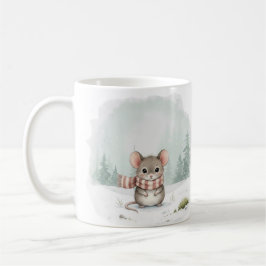 Café Caneca de Rato Fofa Aquarela Presente de Natal de