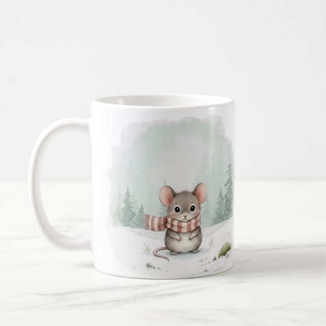Café Caneca de Rato Fofa Aquarela Presente de Natal de  (Esquerda)