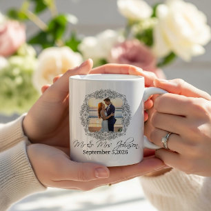 Café Caneca de recém-casados com moldura personalizada