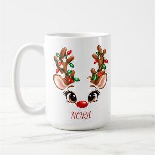 Café Caneca de Rena de Natal Personalizada Nome Perso