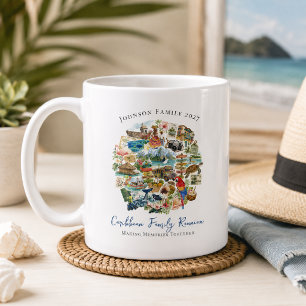 Café Caneca de Reunião de Família do Caribe Ilustrada