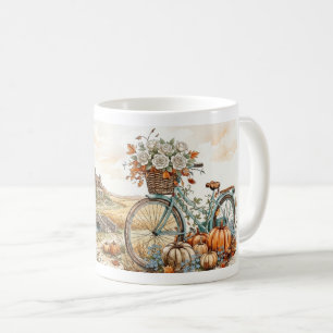 Café Caneca de rosas brancas vintage e abóbora de Hallo