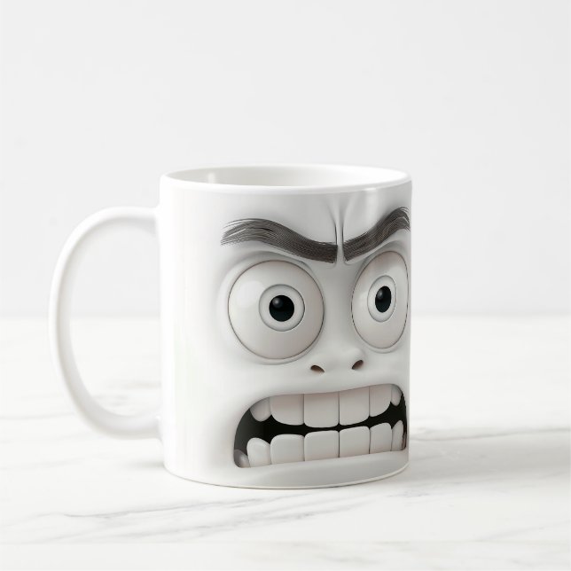 Café Caneca de Rosto Chocado Engraçado | Expressão Surp (Esquerda)
