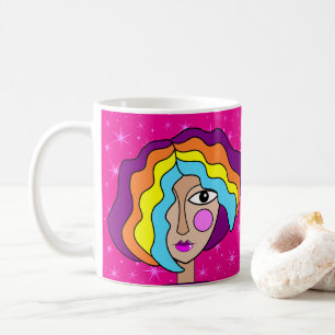 Café Caneca de rosto de arte abstrata estilizada