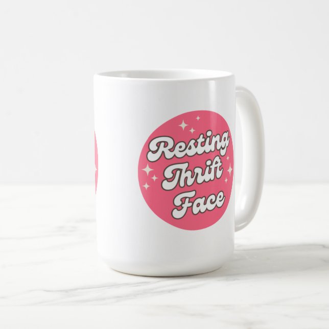 Café Caneca de Rosto de Relaxamento em Brechó (Frente Esquerda)