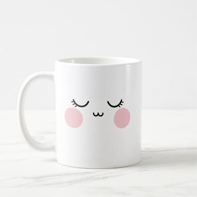 Café Caneca de Rosto Sorridente Fofo Estética Moderna (Esquerda)
