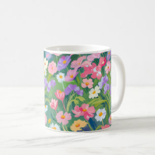Café caneca de rotina da manhã floral