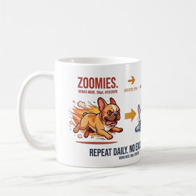 Café Caneca de Rotina Diária de Zoomies a Coma do Franc (Esquerda)