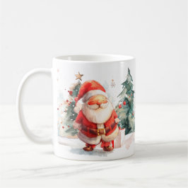 Café Caneca de Santa e Rena em Aquarela