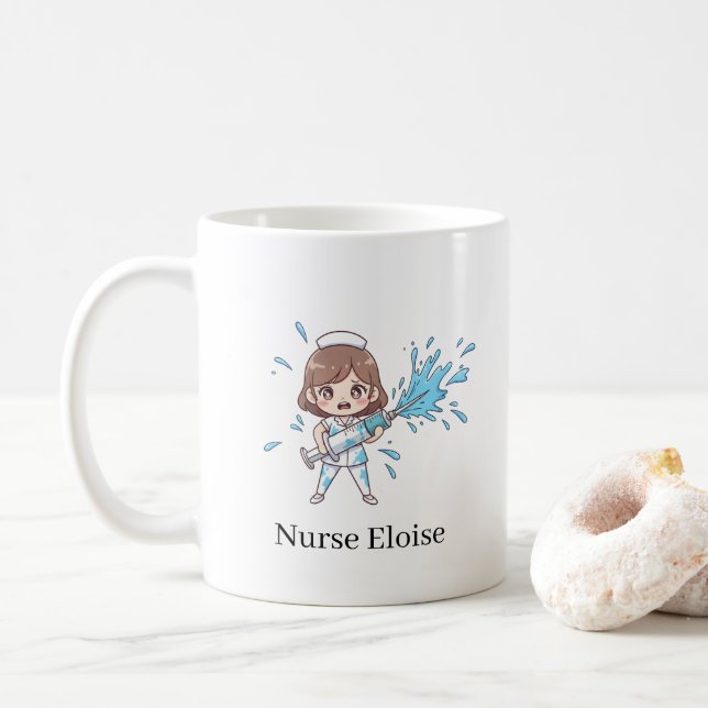 Café Caneca de Seringa Transbordando Enfermeira Engraça (Com Donut)