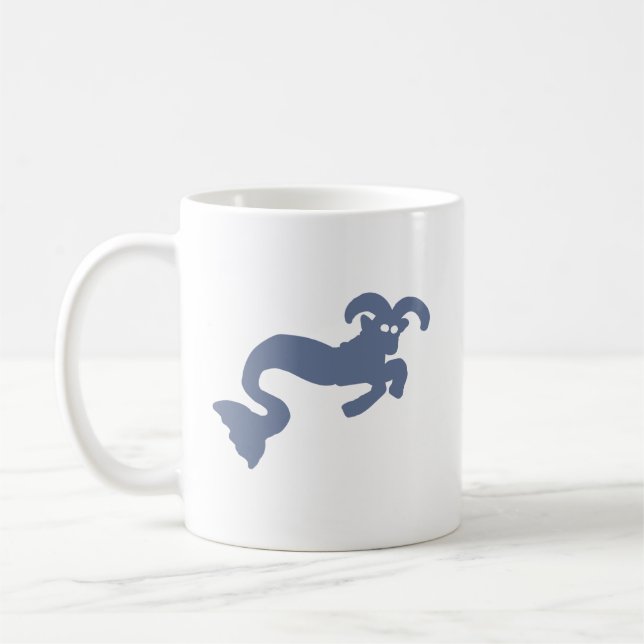 Café Caneca de Silhueta de Capricórnio Bode do Mar Azul (Esquerda)