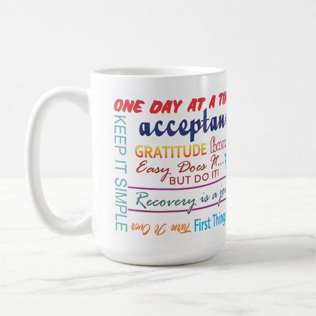 Café Caneca de slogans de recuperação em 12 passos 25z (Esquerda)
