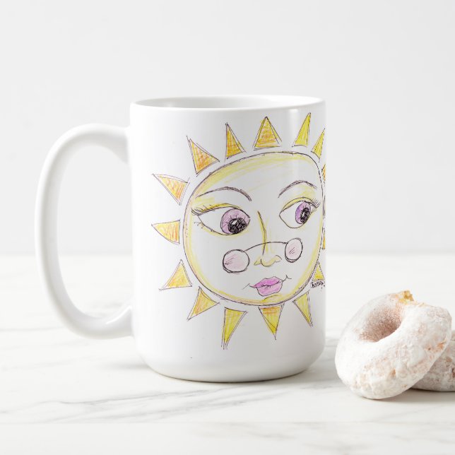 Café Caneca de sol de olhos brilhantes (Com Donut)