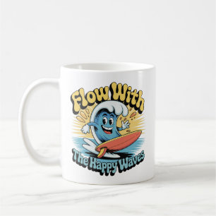 Café Caneca de Surf Retro Ondas Felizes