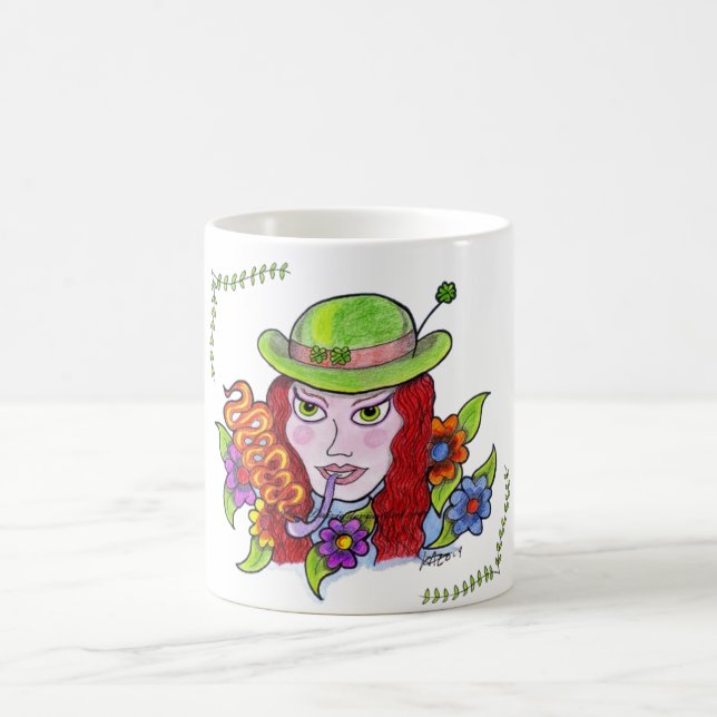 Café Caneca de Tattoo Flash da Dama Leprechaun (Centro)