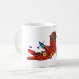 Café Caneca de Tattoo Flash de Boneca Voodoo em Patchwo