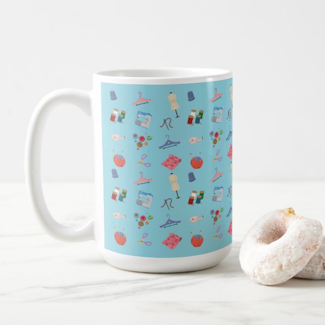 Café Caneca de Tema de Costura (Com Donut)