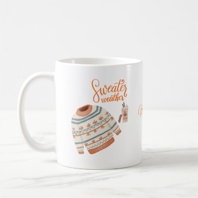Café Caneca de Tempo de Suéter Aconchegante com Nome Pe (Esquerda)