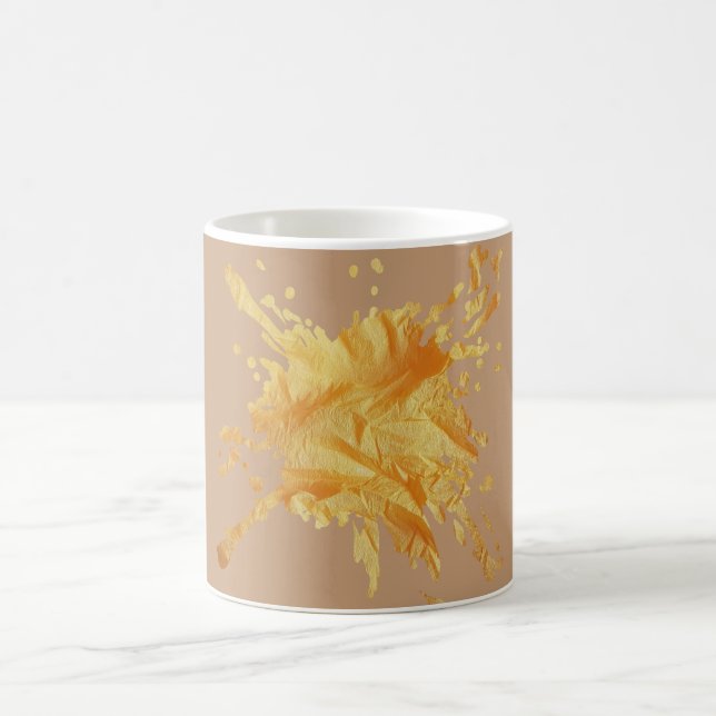 Café Caneca de Textura de Papel Outono Pastel Bege - Mo (Centro)