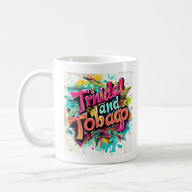 Café Caneca de Trinidad | Bandeira do Caribe | Presente (Esquerda)