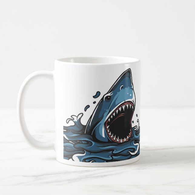 Café caneca de tubarão engraçada (Esquerda)