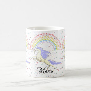 Café Caneca de Unicórnio Arco-íris Pastel