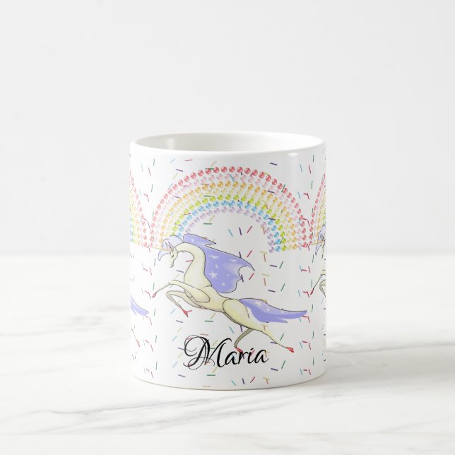 Café Caneca de Unicórnio Arco-íris Pastel (Centro)