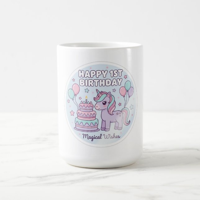 Café caneca de unicórnio de 1º aniversário (Centro)
