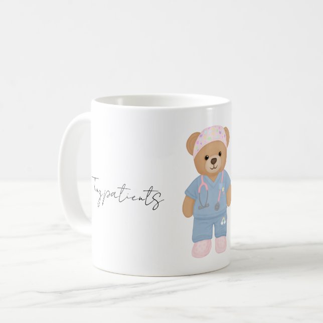 Café Caneca de Urso de Pelúcia Enfermeira Pediátrica Fo (Frente Esquerda)