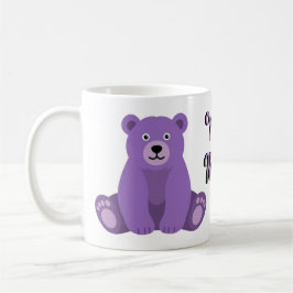 Café Caneca de Urso de Pelúcia Roxo Fofo Kawaii Sentado