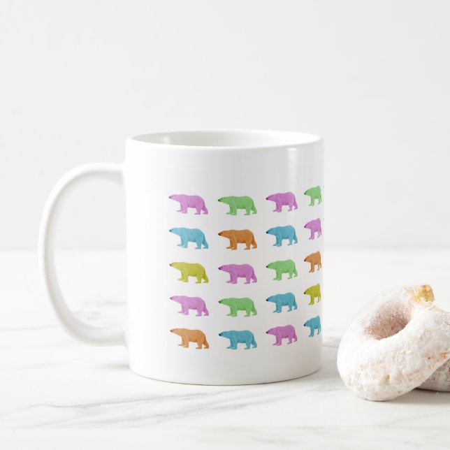 Café Caneca de Urso Polar Arco-íris (Com Donut)