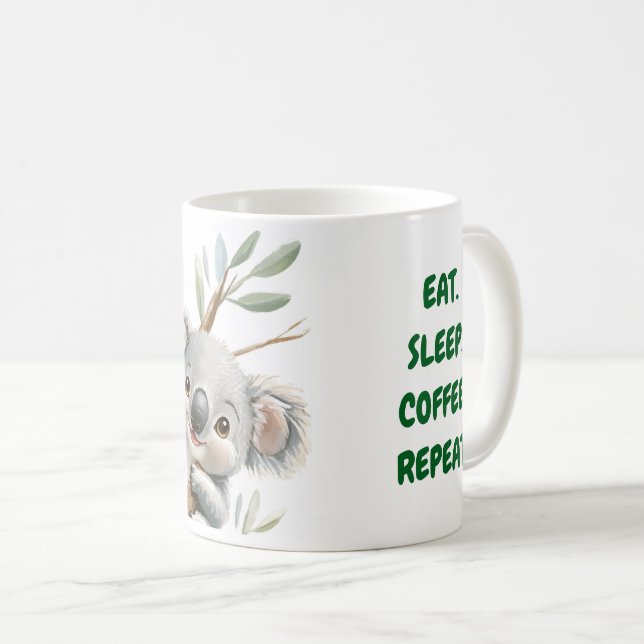 Café Caneca de Ursos Coala Fofos com Mensagem, Presente (Frente Esquerda)