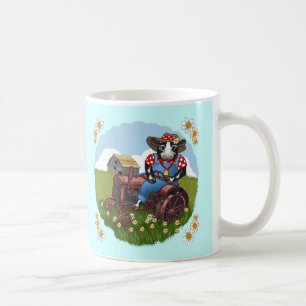 Café Caneca de Vaca Dirigindo Trator