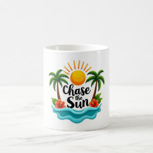 Café Caneca de Verão de Desenho Tropical Chase the Sun