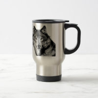 Café / Caneca de viagem do Lobo Negro e Branco