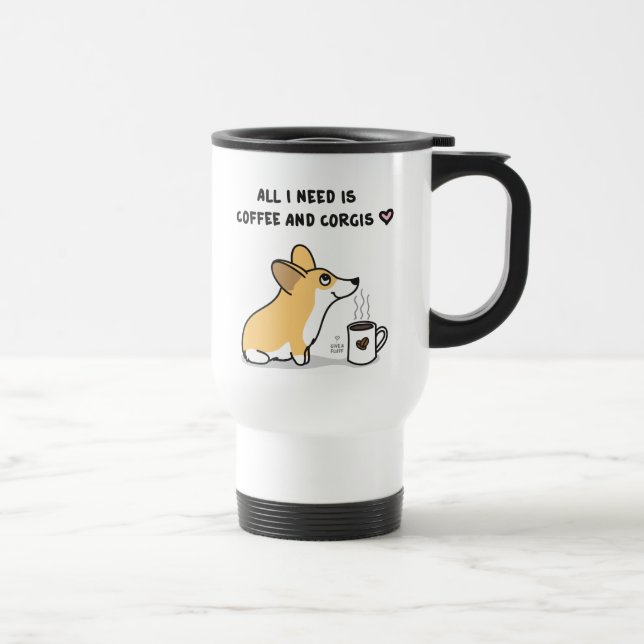 Café & caneca de viagem dos Corgis - vermelho & (Direita)