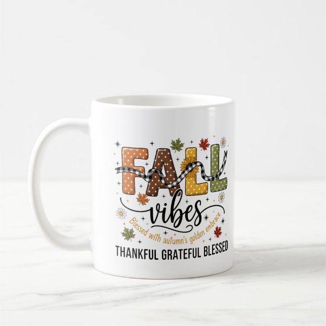 Café Caneca de Vibrações de Outono – Agradecida, Grata, (Esquerda)